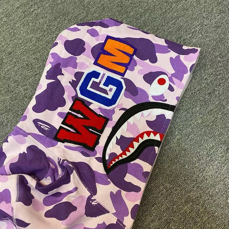 BAPE Color Camo Shark Full Zip Hoodie Purple - 5