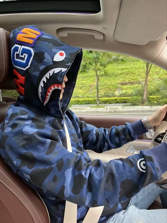 BAPE Shark Full Zip Camo Hoodie - 48