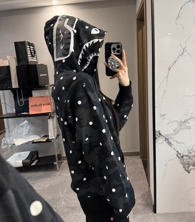 BAPE Shark Polka Dot Camo Full Zip Hoodie - 12