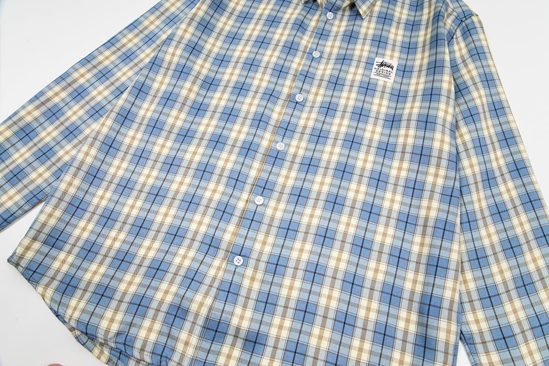 Stüssy SS24 DAN Washed Cotton Plaid Long-Sleeve Shirt - 18