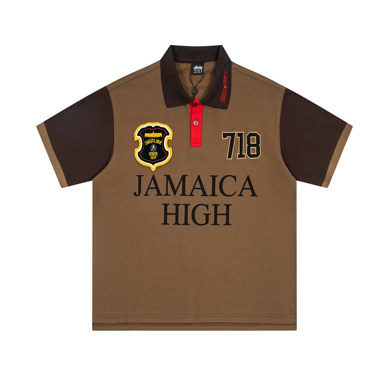Stüssy x Denim Tears Jamaica High Polo Shirt Brown - 3