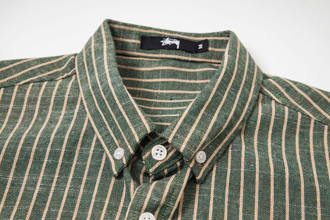 Stüssy 8-Ball Striped Short Sleeve Shirt Green - 5