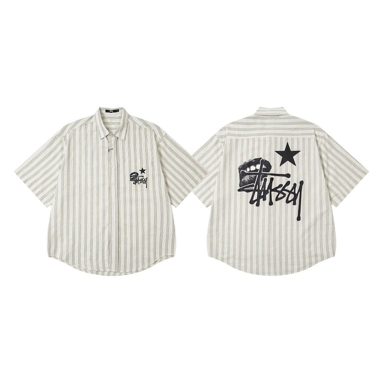 Stüssy Striped Short Sleeve Shirt Apricot - 3