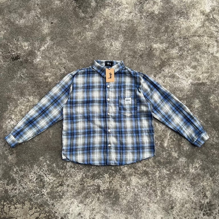 Stüssy Plaid Flannel Shirt Blue - 3