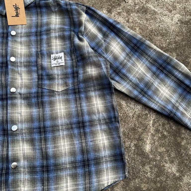 Stüssy Plaid Flannel Shirt Blue - 8