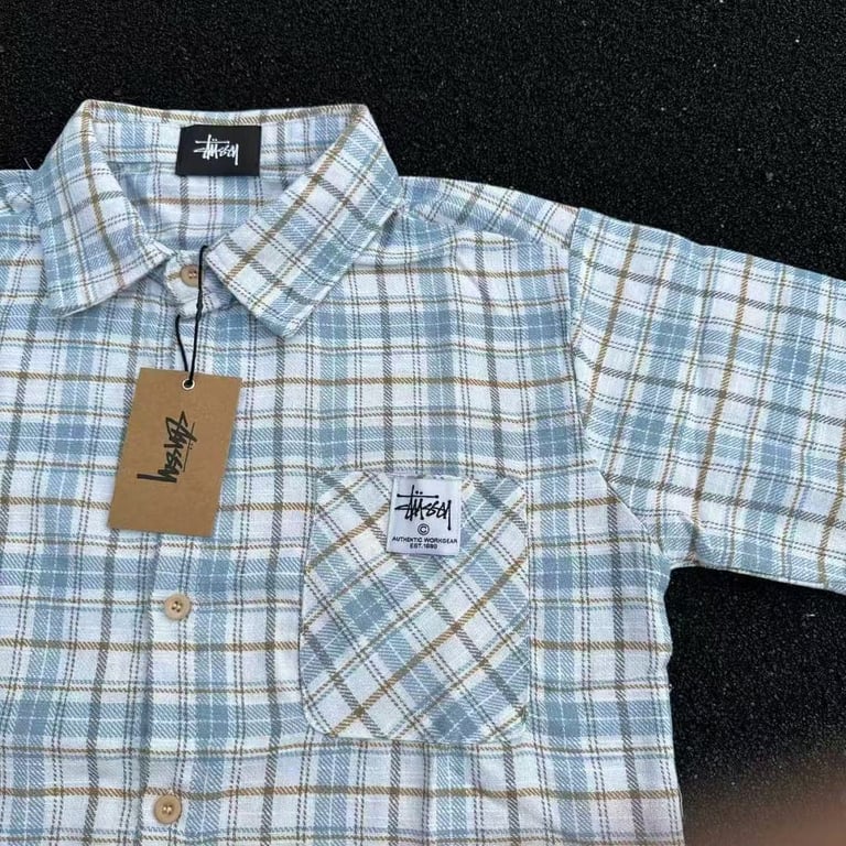 Stüssy Plaid Short Sleeve Shirt Blue - 6