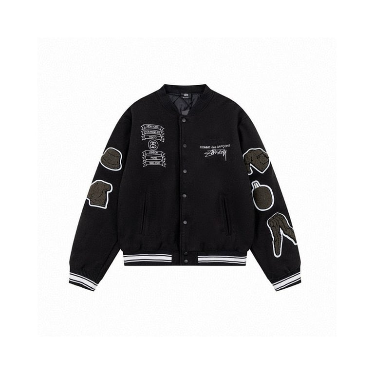 Stüssy × CDG 40th Anniversary Embroidered Patch Varsity Jacket - 2