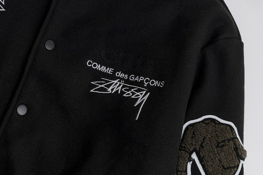 Stüssy × CDG 40th Anniversary Embroidered Patch Varsity Jacket - 4