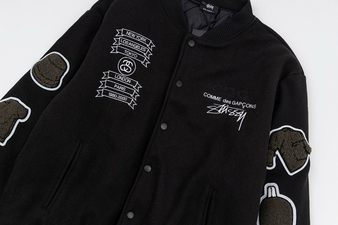 Stüssy × CDG 40th Anniversary Embroidered Patch Varsity Jacket - 6