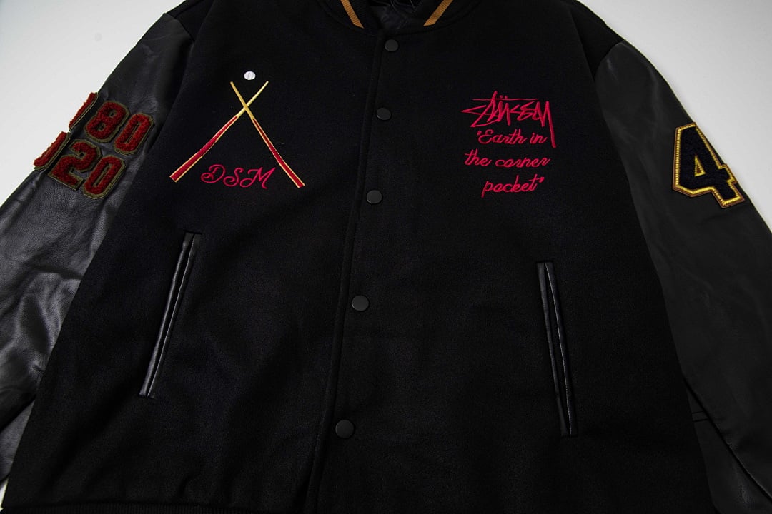 Stüssy FW20 8 Ball 40th Anniversary Varsity Jacket Black - 14