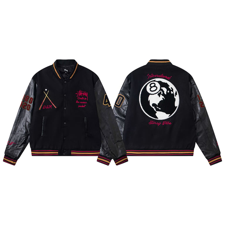 Stüssy FW20 8 Ball 40th Anniversary Varsity Jacket Black - 3