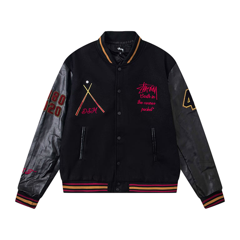Stüssy FW20 8 Ball 40th Anniversary Varsity Jacket Black - 4