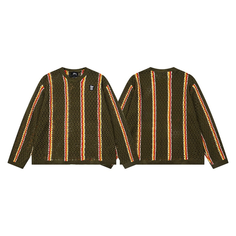 Stüssy x Patta SS24 Striped Hollow Sweater Green - 3