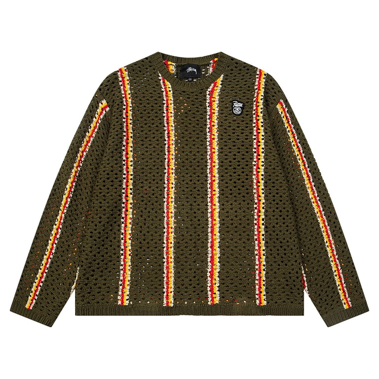 Stüssy x Patta SS24 Striped Hollow Sweater Green - 4