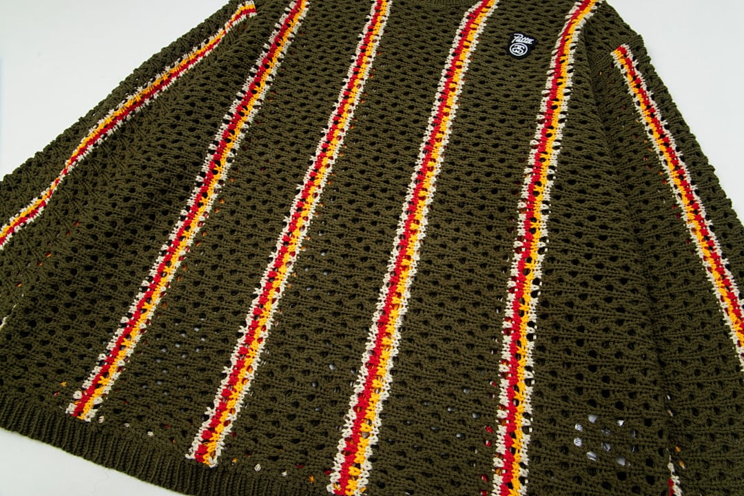 Stüssy x Patta SS24 Striped Hollow Sweater Green - 5