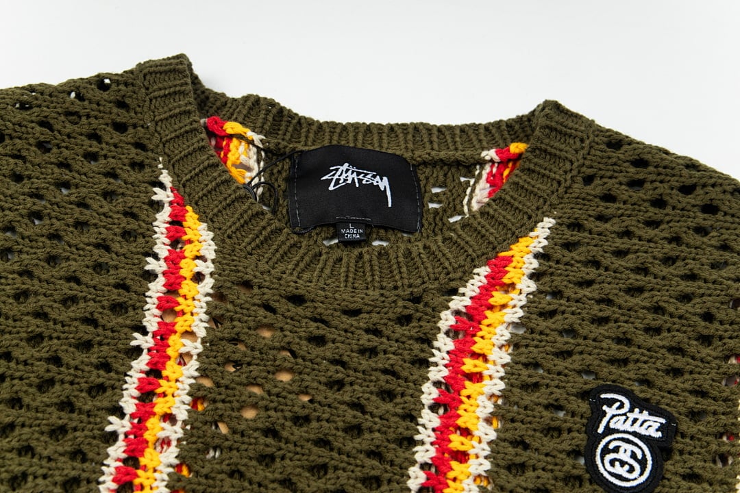 Stüssy x Patta SS24 Striped Hollow Sweater Green - 8
