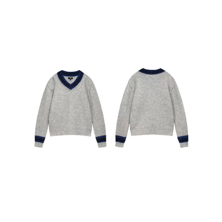 Stüssy Mohair Tennis Sweater Gray - 7
