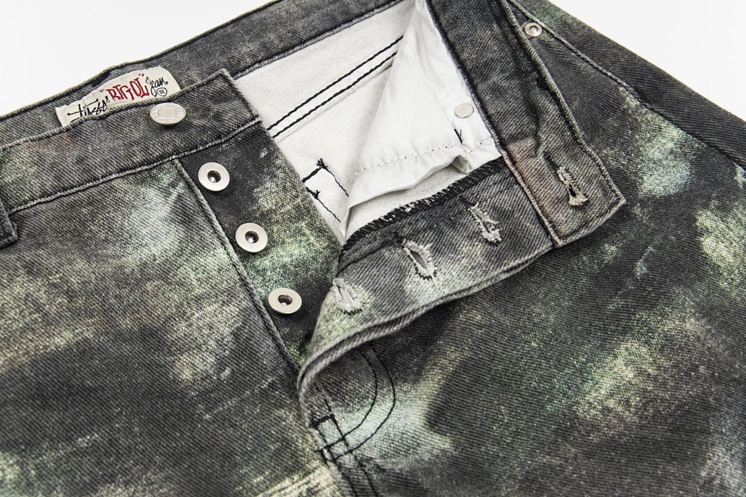 Stüssy Big Ol' Jean STENPAT Camo Denim Shorts - 10