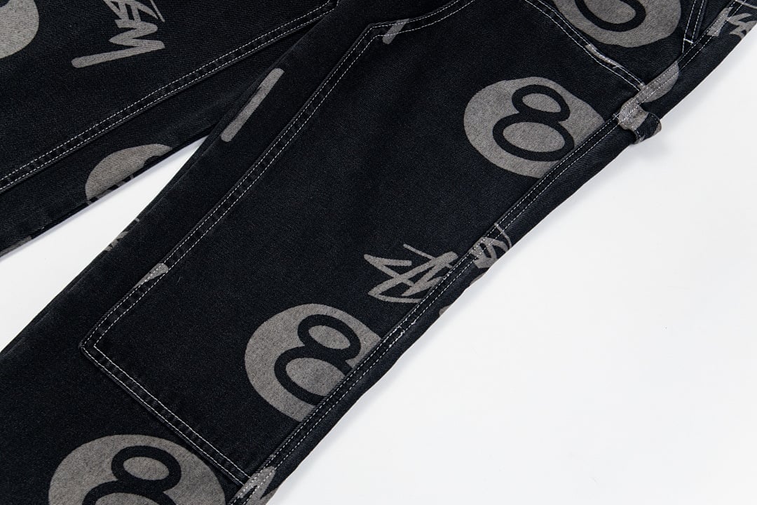 Stüssy 8-Ball Full Print Denim Pants - 28