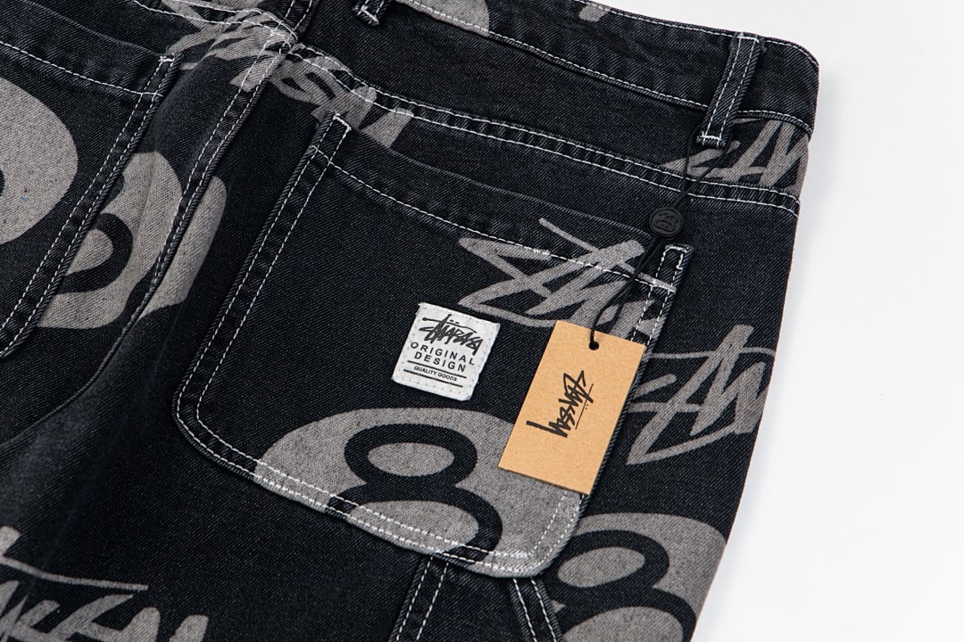 Stüssy 8-Ball Full Print Denim Pants - 34