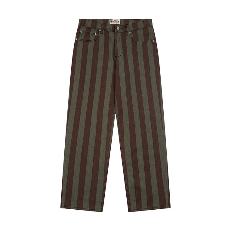 Stüssy Big Ol' Jeans Striped Brown Olive - 2