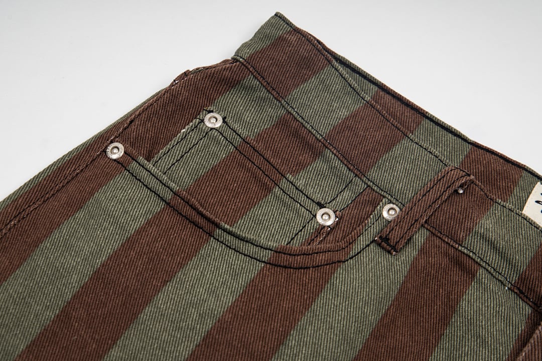 Stüssy Big Ol' Jeans Striped Brown Olive - 14