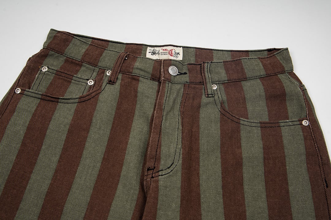 Stüssy Big Ol' Jeans Striped Brown Olive - 15