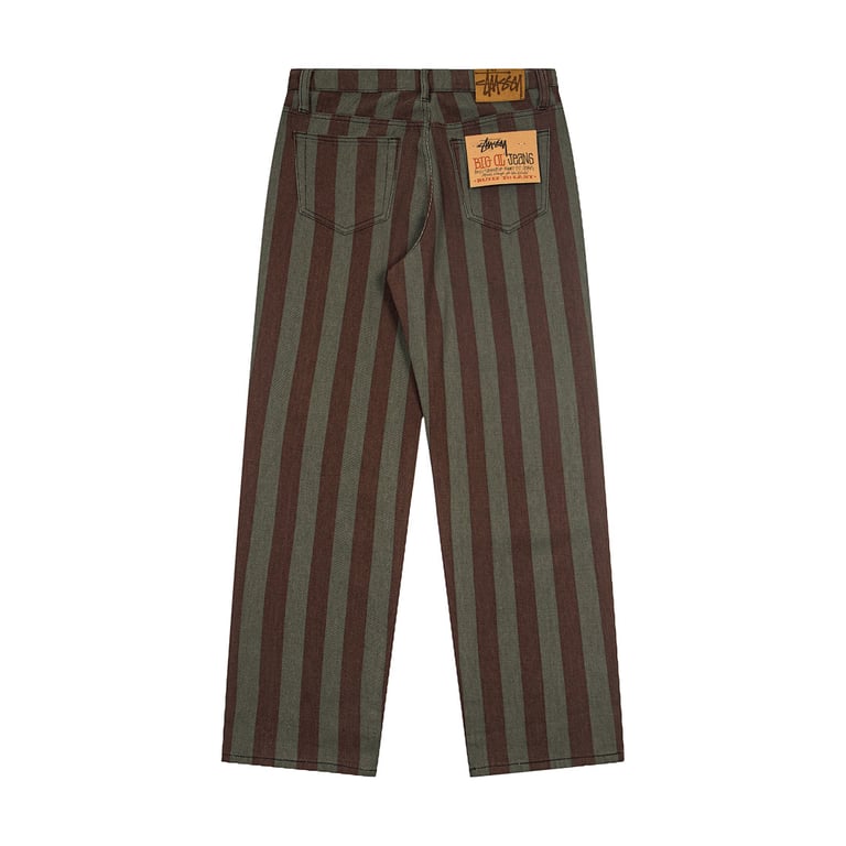 Stüssy Big Ol' Jeans Striped Brown Olive - 3