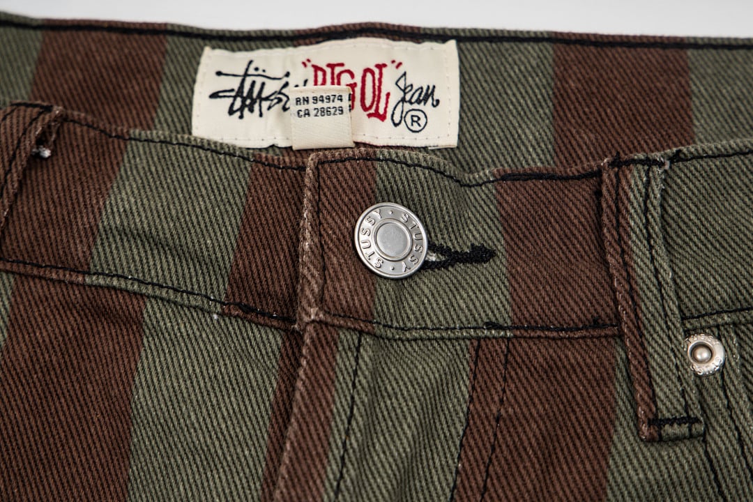 Stüssy Big Ol' Jeans Striped Brown Olive - 4