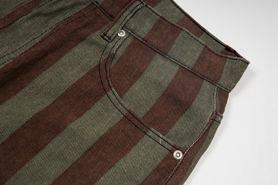 Stüssy Big Ol' Jeans Striped Brown Olive - 5