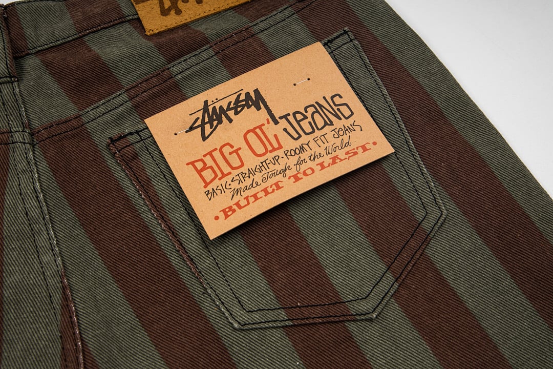 Stüssy Big Ol' Jeans Striped Brown Olive - 7