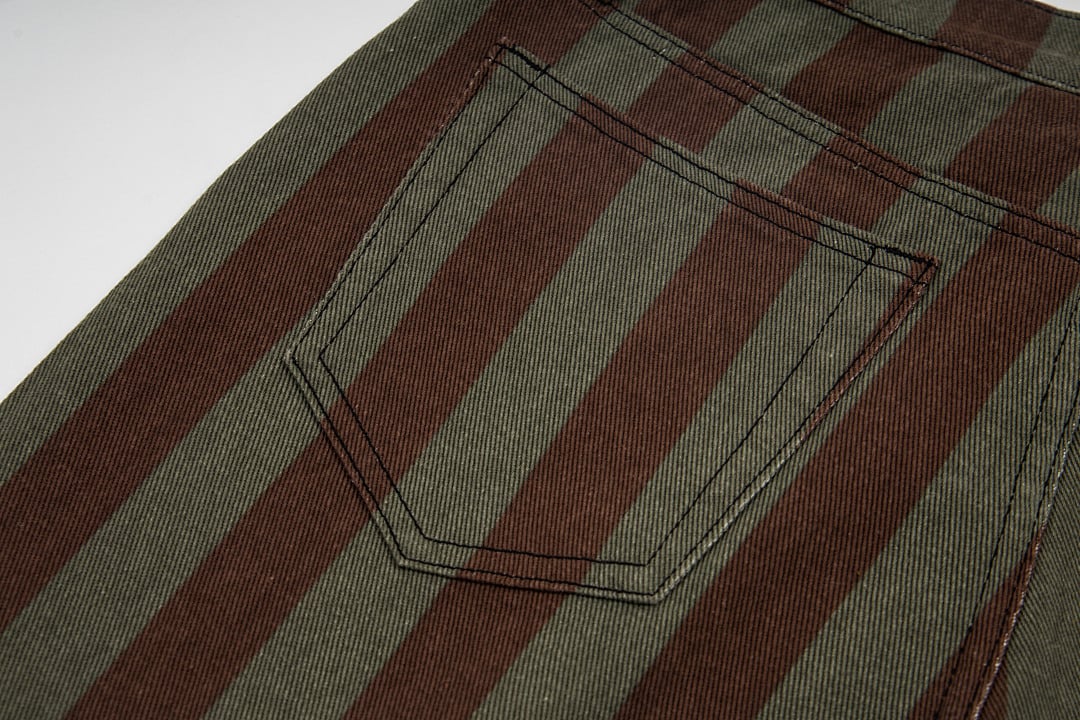 Stüssy Big Ol' Jeans Striped Brown Olive - 8