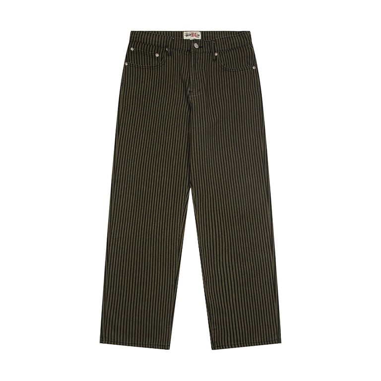 Stüssy Big Ol' Jeans Hickory Stripe Olive - 2