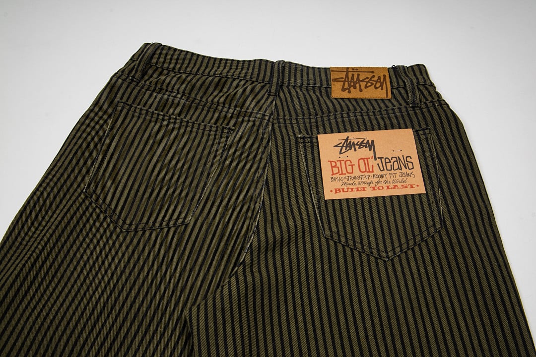 Stüssy Big Ol' Jeans Hickory Stripe Olive - 11