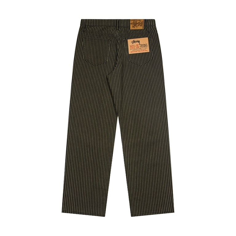 Stüssy Big Ol' Jeans Hickory Stripe Olive - 3