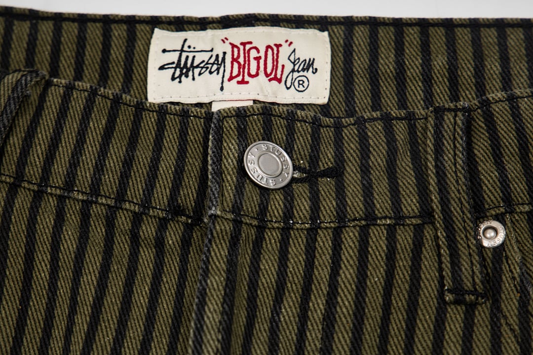 Stüssy Big Ol' Jeans Hickory Stripe Olive - 5