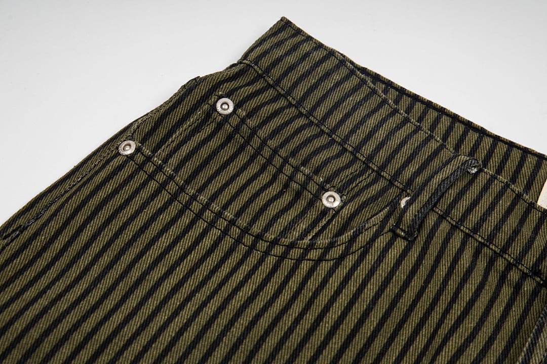 Stüssy Big Ol' Jeans Hickory Stripe Olive - 6