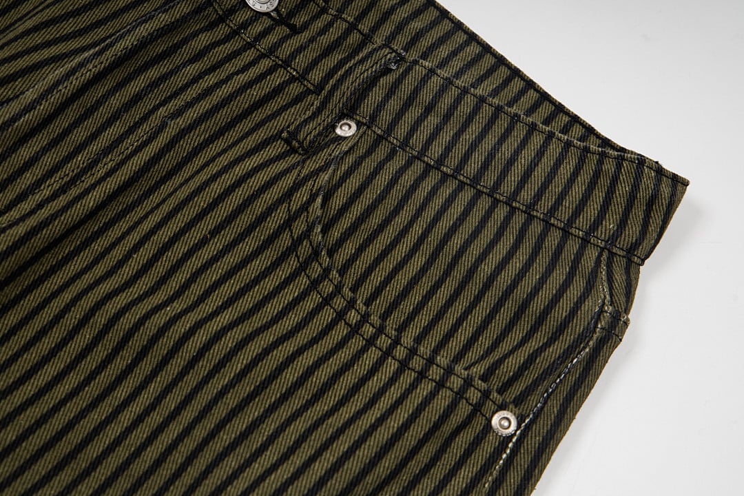 Stüssy Big Ol' Jeans Hickory Stripe Olive - 7