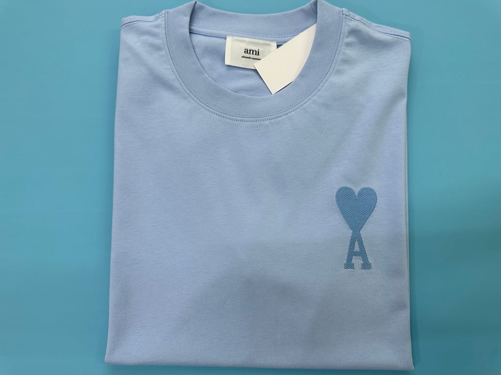 Ami Paris Ami de Coeur T-Shirt Light Blue - 14