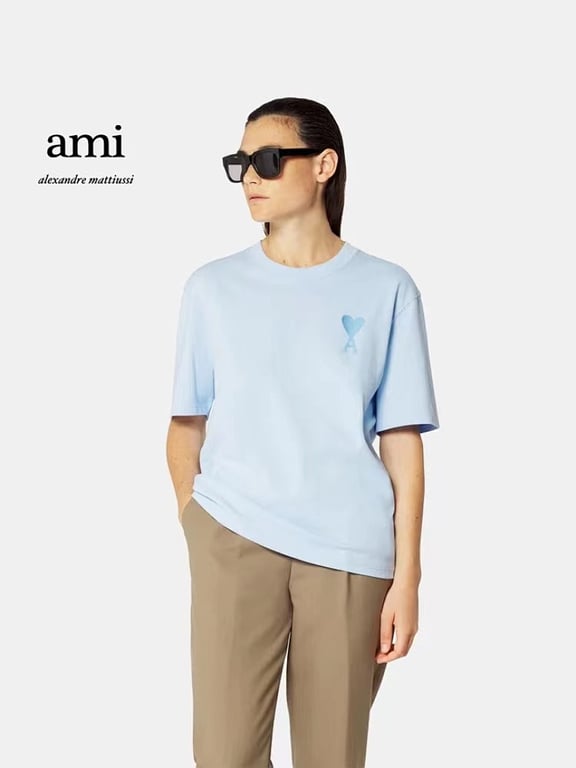 Ami Paris Ami de Coeur T-Shirt Light Blue - 4