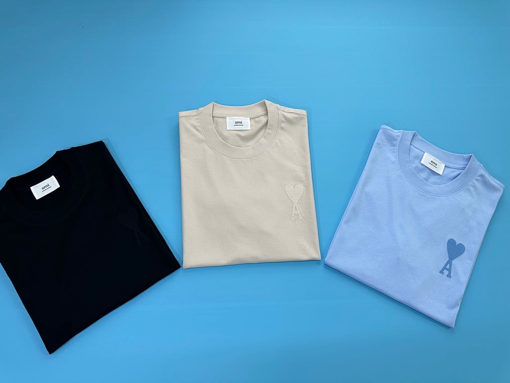 Ami Paris Ami de Coeur T-Shirt Light Blue - 76