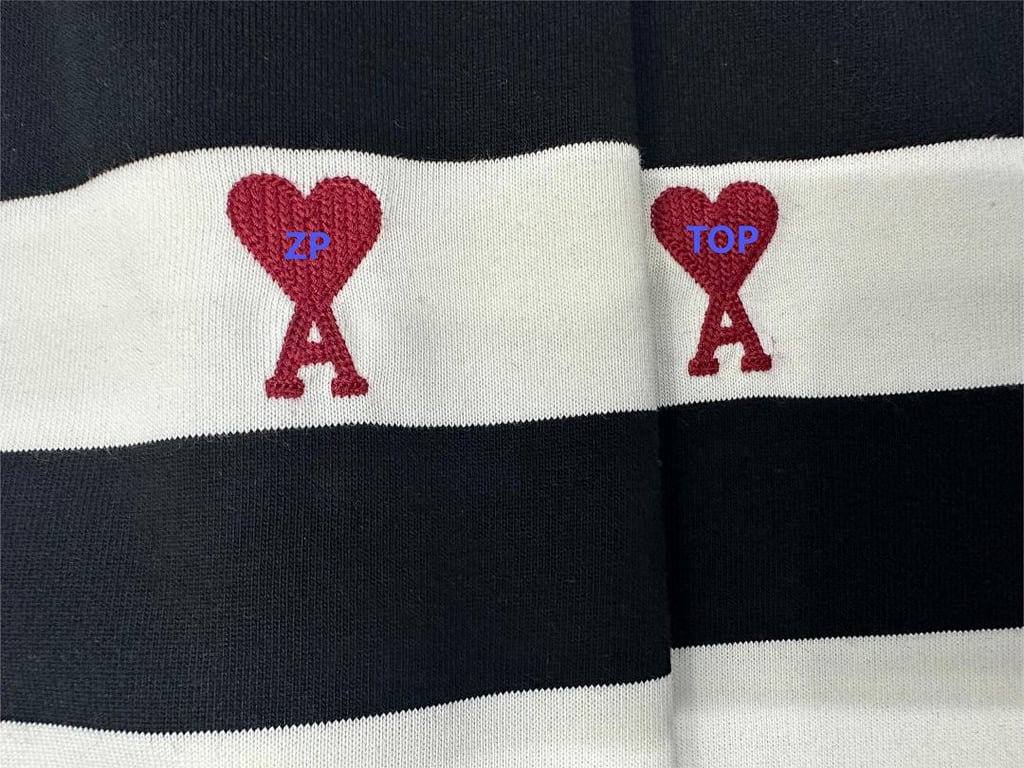 Ami Paris Striped Ami de Coeur T-Shirt - 11