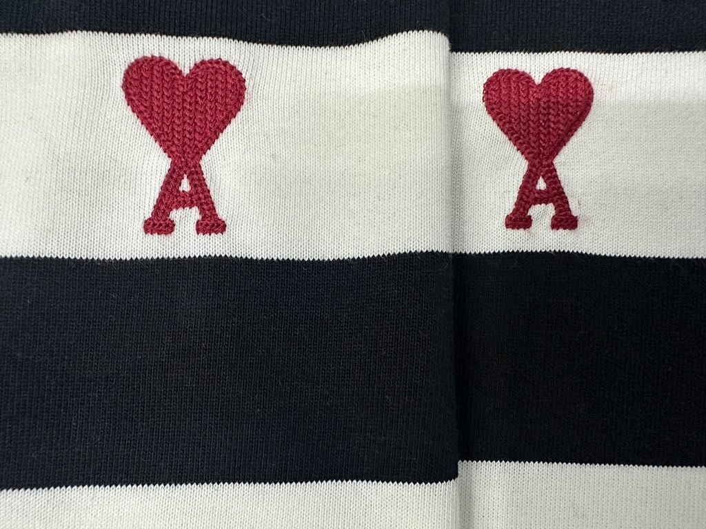 Ami Paris Striped Ami de Coeur T-Shirt - 12