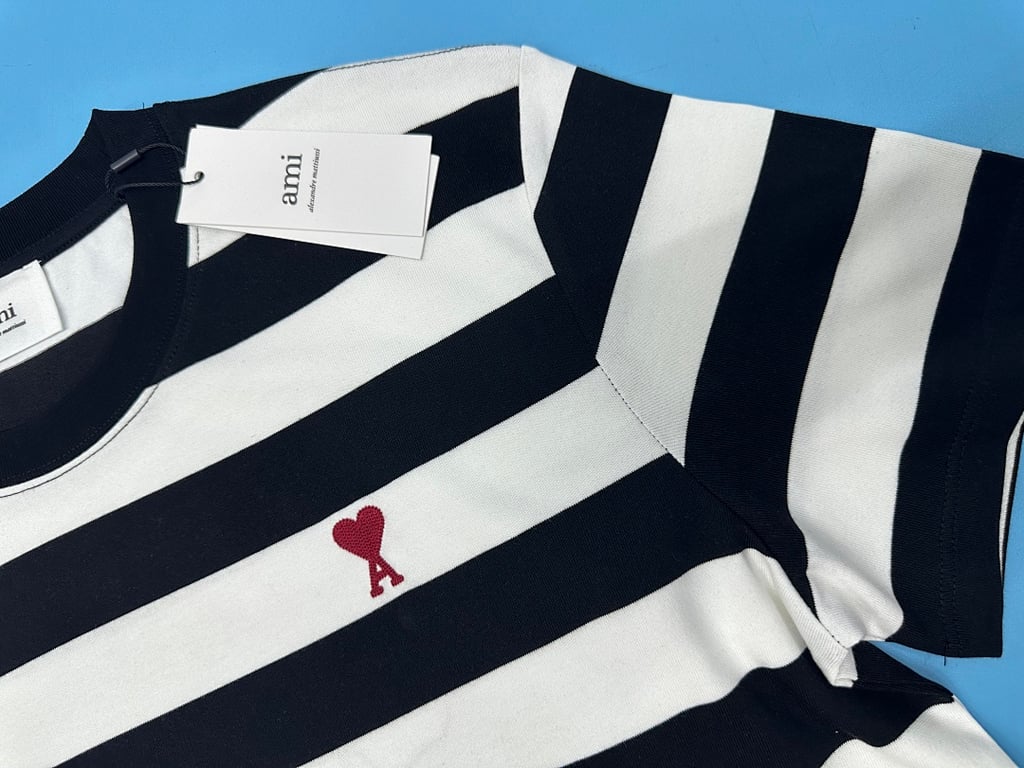 Ami Paris Striped Ami de Coeur T-Shirt - 22