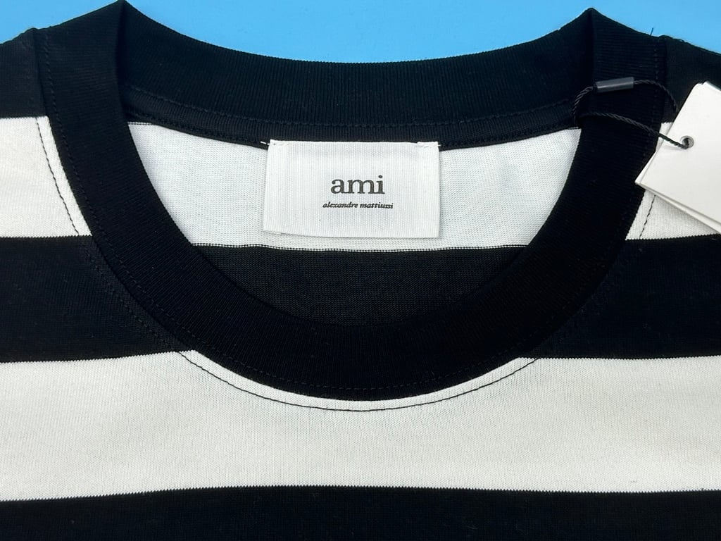 Ami Paris Striped Ami de Coeur T-Shirt - 25