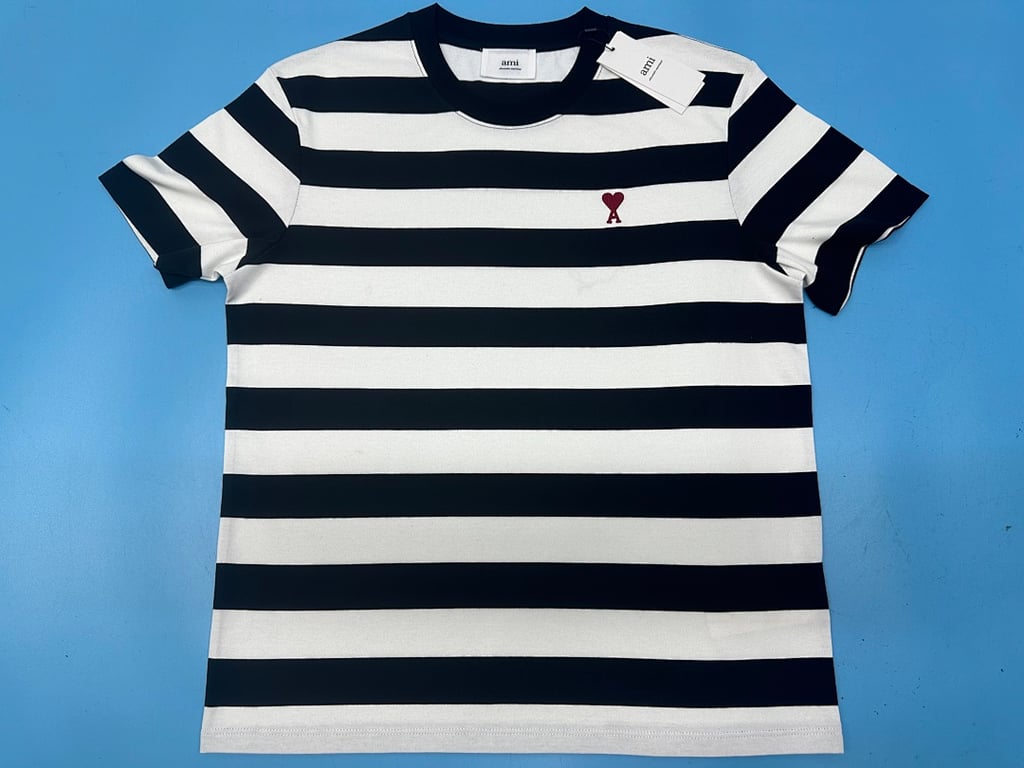 Ami Paris Striped Ami de Coeur T-Shirt - 26