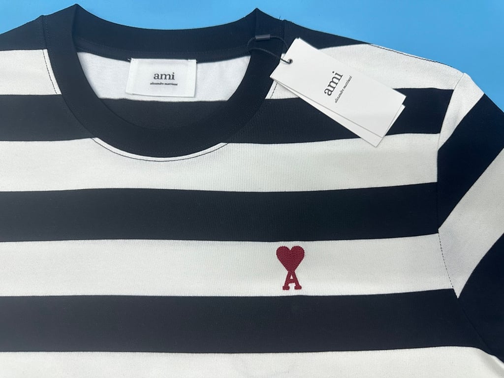 Ami Paris Striped Ami de Coeur T-Shirt - 27