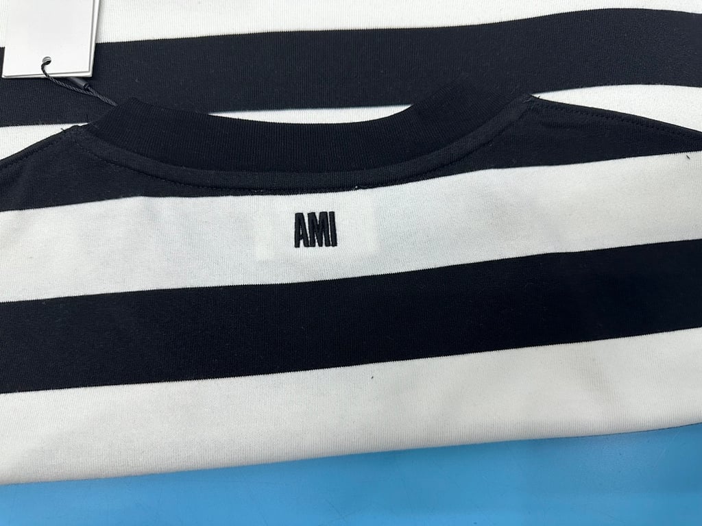Ami Paris Striped Ami de Coeur T-Shirt - 9
