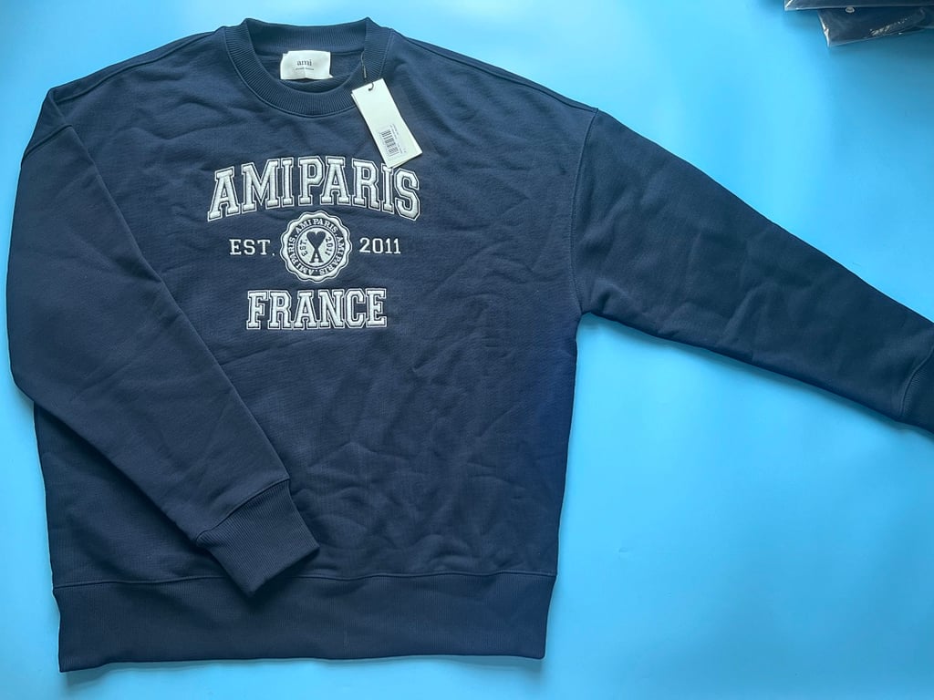 Ami Paris Embroidered Logo Sweatshirt Nautic Blue - 29