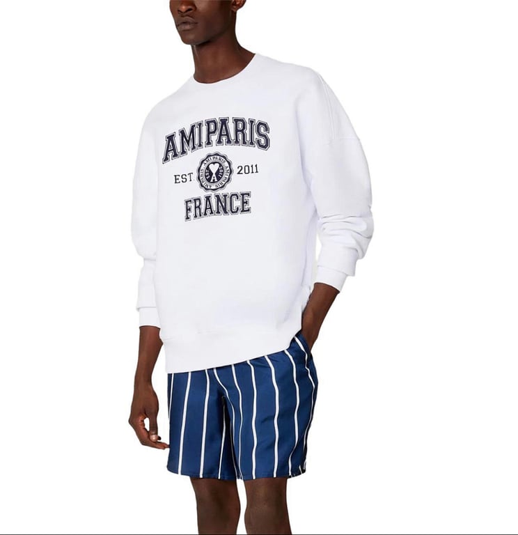 Ami Paris Embroidered Logo Sweatshirt Nautic Blue - 34
